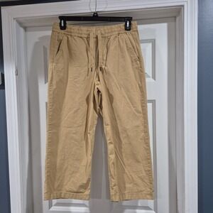 L.L. Bean Pants Womens Medium Khaki Wide Leg Ankle Ripstop Hiking Pull On Casual